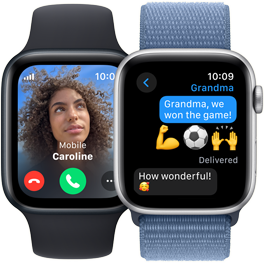 Příchozí hovor na Apple Watch SE s obrázkem a jménem volajícího.