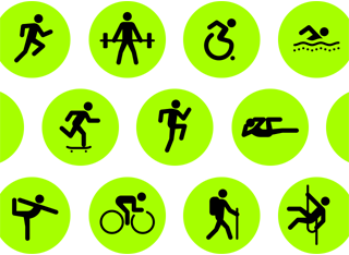 Několik ikon tréninků, které znázorňují různé aktivity.