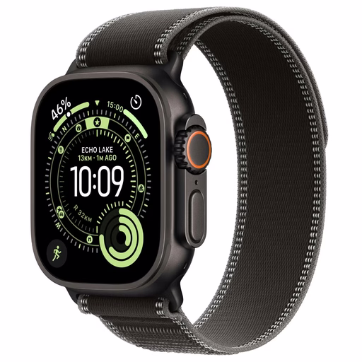 Apple Watch Ultra 3 49mm, Černý titan, Uhlový Trailový tah M/L