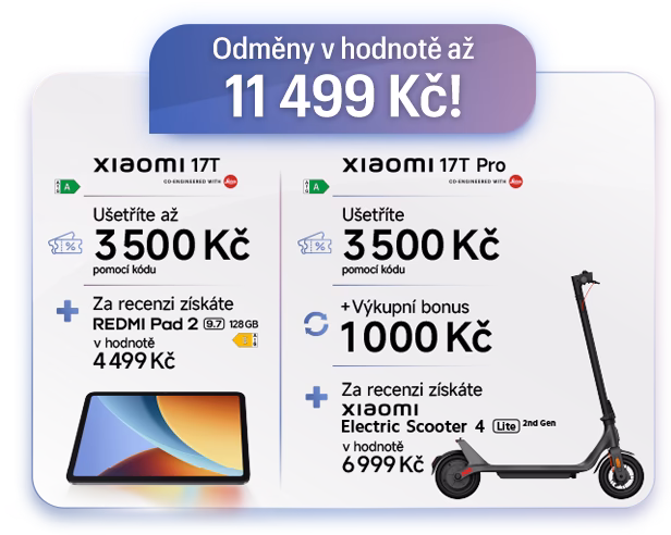 Odměny v hodnotě až 11 499 Kč - Xiaomi 17T | Mobil Pohotovost (mp.cz)